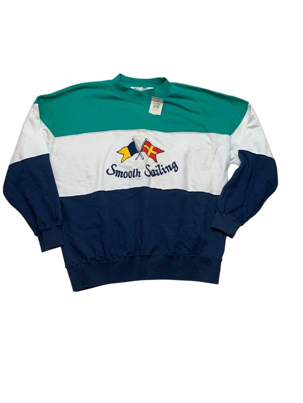 Kenny Rogers size XL new Smooth Sailing Colorblock Crewneck Green/White/Navy vin